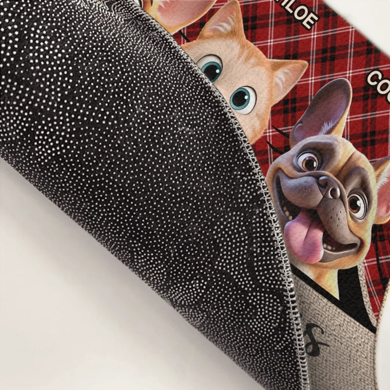 Custom Home Decor Decorative Mat - Personalized  Christmas Birthday Gifts For Dog Cat Lovers, Dog Dad And Mom, Cat Owners - Furry And Festive Troublemakers