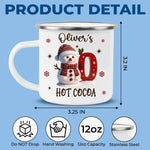 Custom Snowman Enamel Camping Mug - Personalized Christmas Birthday Gifts For Kids - Tiny Laughs Fill The Holiday Air