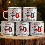 Custom Snowman Enamel Camping Mug - Personalized Christmas Birthday Gifts For Kids - Tiny Laughs Fill The Holiday Air