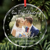 Custom Photo Our First Christmas As Mr & Mrs - Couple Personalized Custom Circle Glass Ornament - New Arrival, Christmas Gift For Husband Wife, Anniversary, First Christmas AMZ