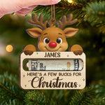 Custom Name Reindeer Christmas Money Gift - Personalized Ornament