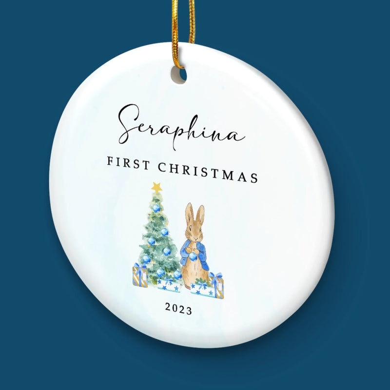 Custom Baby First Christmas Ceramic Ornament - Personalized Christmas Baby Shower, Gender Reveal Gifts For New Moms, New Dads, New Parents - Wonder Wrapped In Swaddles
