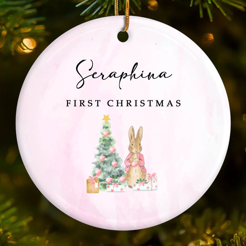 Custom Baby First Christmas Ceramic Ornament - Personalized Christmas Baby Shower, Gender Reveal Gifts For New Moms, New Dads, New Parents - Wonder Wrapped In Swaddles
