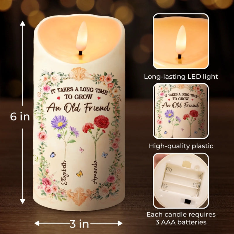 Custom LED Candle - Personalized Best Friend Birthday Gifts For Women, Besties, Sisters, BFF - Shine Through Every Storm