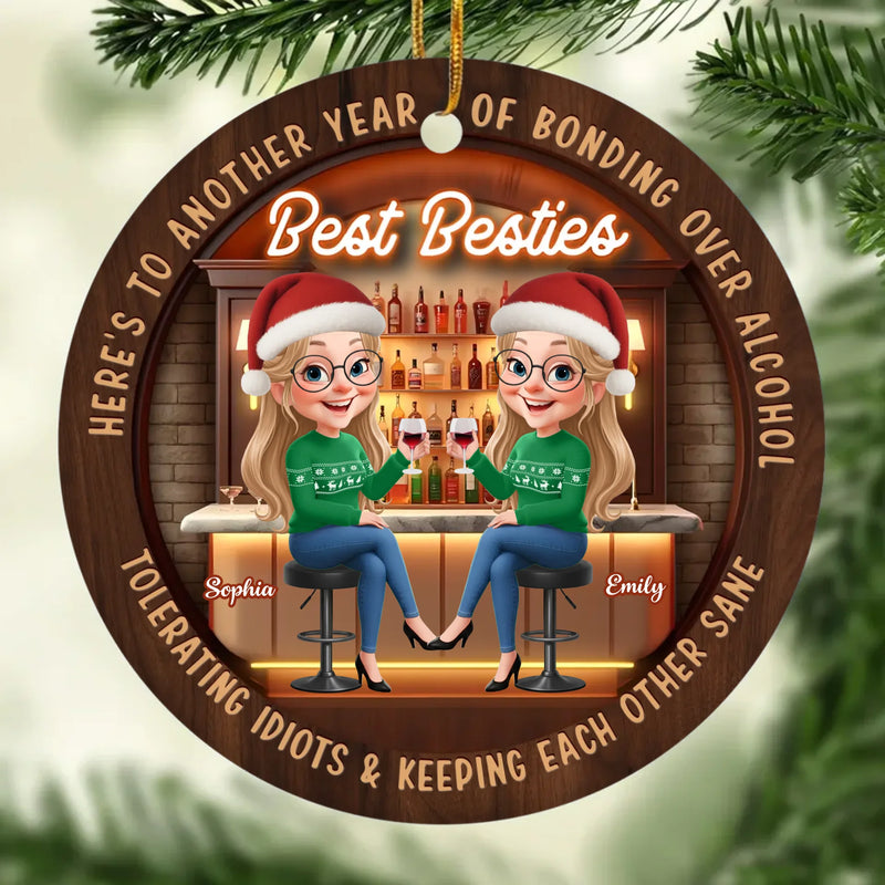 Custom Ceramic Ornament - Personalized Best Friend Christmas Birthday Gifts For Women, Besties, Sisters, BFF - Forever My Happy Place