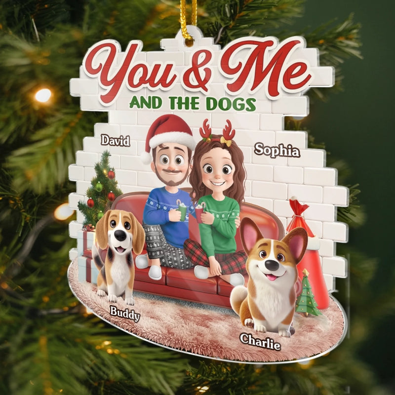 Custom Acrylic Ornament - Personalized Anniversary Christmas Wedding Gifts For Husband And Wife, Dog Cat Lovers - Fetching Memories Together
