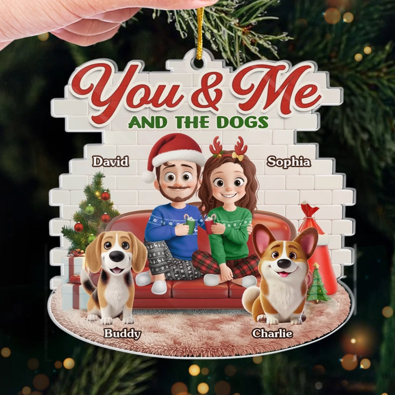 Custom Acrylic Ornament - Personalized Anniversary Christmas Wedding Gifts For Husband And Wife, Dog Cat Lovers - Fetching Memories Together