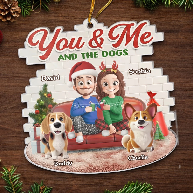 Custom Acrylic Ornament - Personalized Anniversary Christmas Wedding Gifts For Husband And Wife, Dog Cat Lovers - Fetching Memories Together
