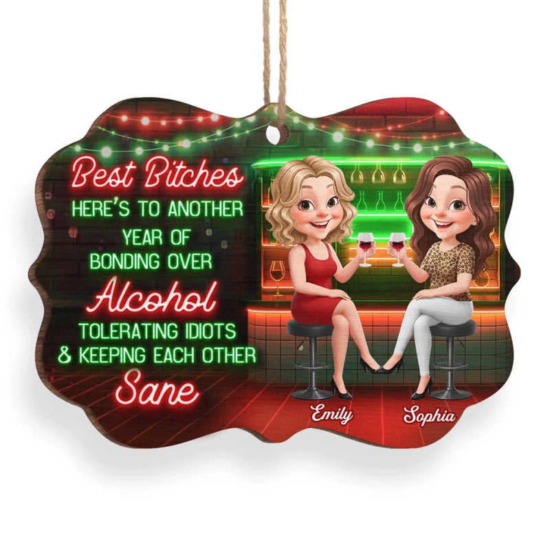Custom Wood Ornament - Personalized Best Friend Christmas Birthday Gifts For Women, Besties, Sisters, BFF - Laughs That Last A Lifetime