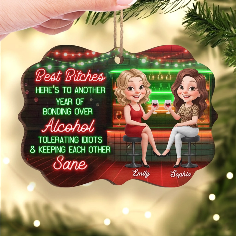 Custom Wood Ornament - Personalized Best Friend Christmas Birthday Gifts For Women, Besties, Sisters, BFF - Laughs That Last A Lifetime