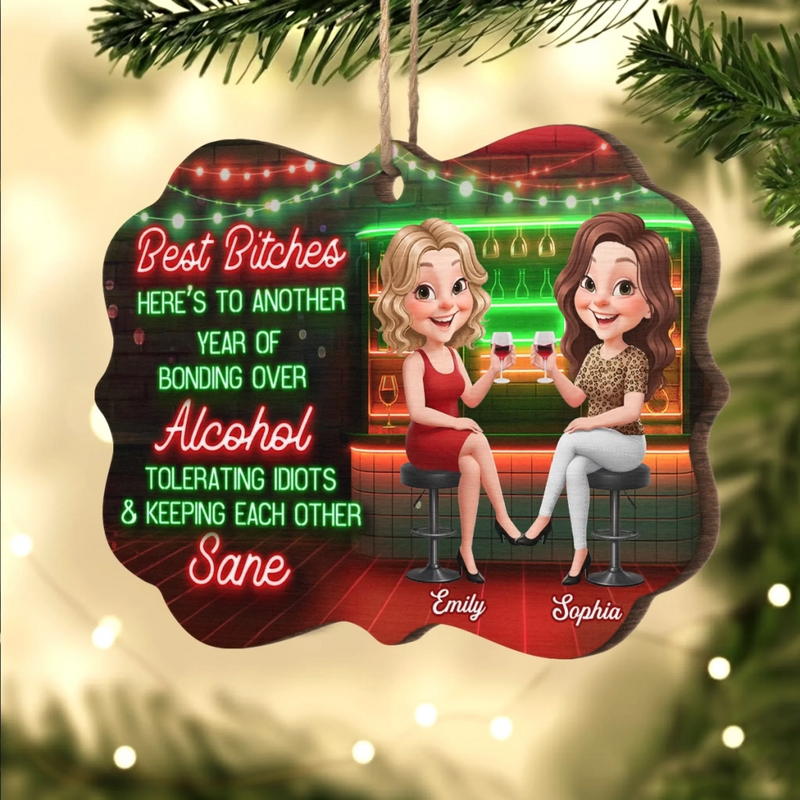 Custom Wood Ornament - Personalized Best Friend Christmas Birthday Gifts For Women, Besties, Sisters, BFF - Laughs That Last A Lifetime