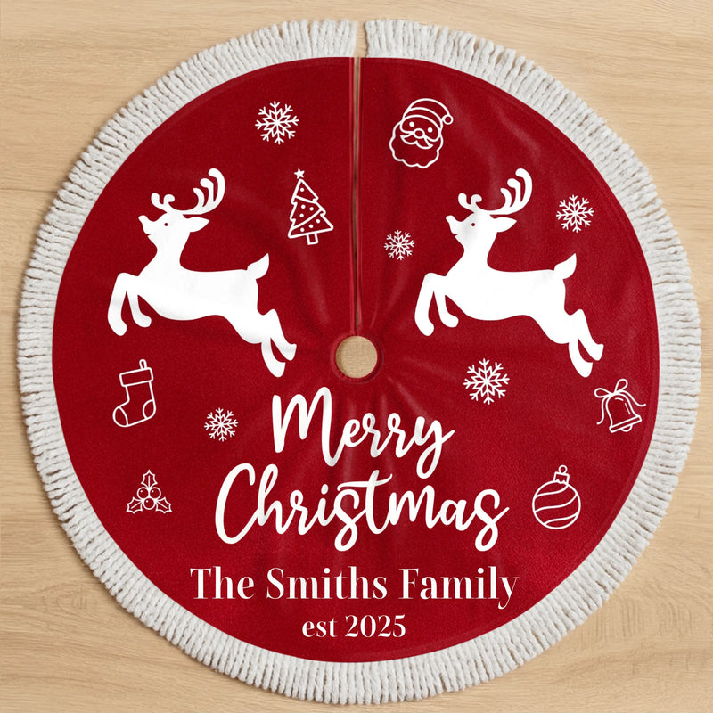 Custom Tree Skirt - Personalized Christmas Birthday Gifts For Mom, Dad, Brother, Sister, Kids - Magic Starts Below