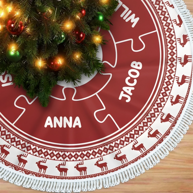 Custom Tree Skirt - Personalized Christmas Birthday Gifts For Mom, Dad, Brother, Sister, Kids - Love Circles Us Here