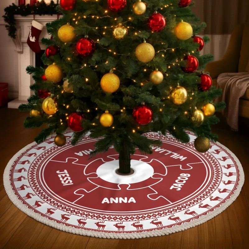 Custom Tree Skirt - Personalized Christmas Birthday Gifts For Mom, Dad, Brother, Sister, Kids - Love Circles Us Here
