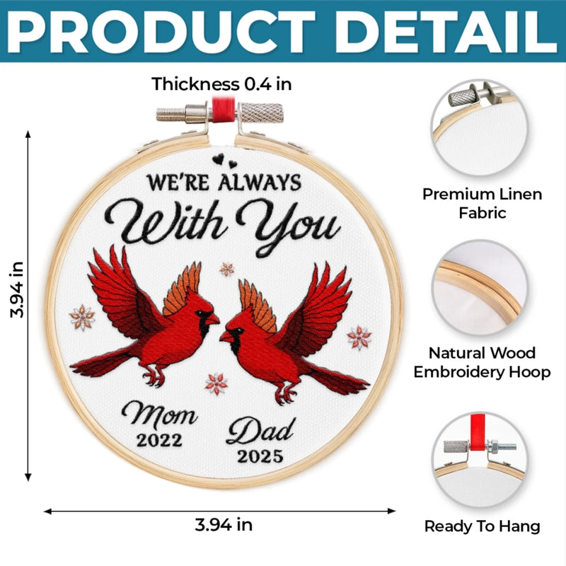 Custom Cardinal Embroidered Ornament - Personalized Christmas Memorial Sympathy Gifts For Loss Of Mom, Dad - Forever In The Warmth Of Love