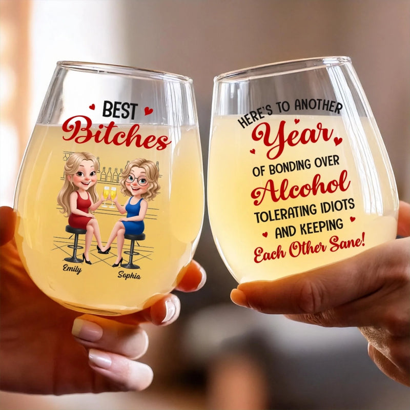 Custom Wine Glass - Personalized Best Friend Birthday Gifts For Women, Besties, Sisters, BFF - Vino Vibes Only