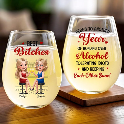 Custom Wine Glass - Personalized Best Friend Birthday Gifts For Women, Besties, Sisters, BFF - Vino Vibes Only