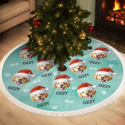 Custom Photo Nativity Scene Tree Skirt - Personalized Christmas Birthday Gifts For Dog Cat Lovers, Dog Dad And Mom, Cat Owners - Warm Wishes Within