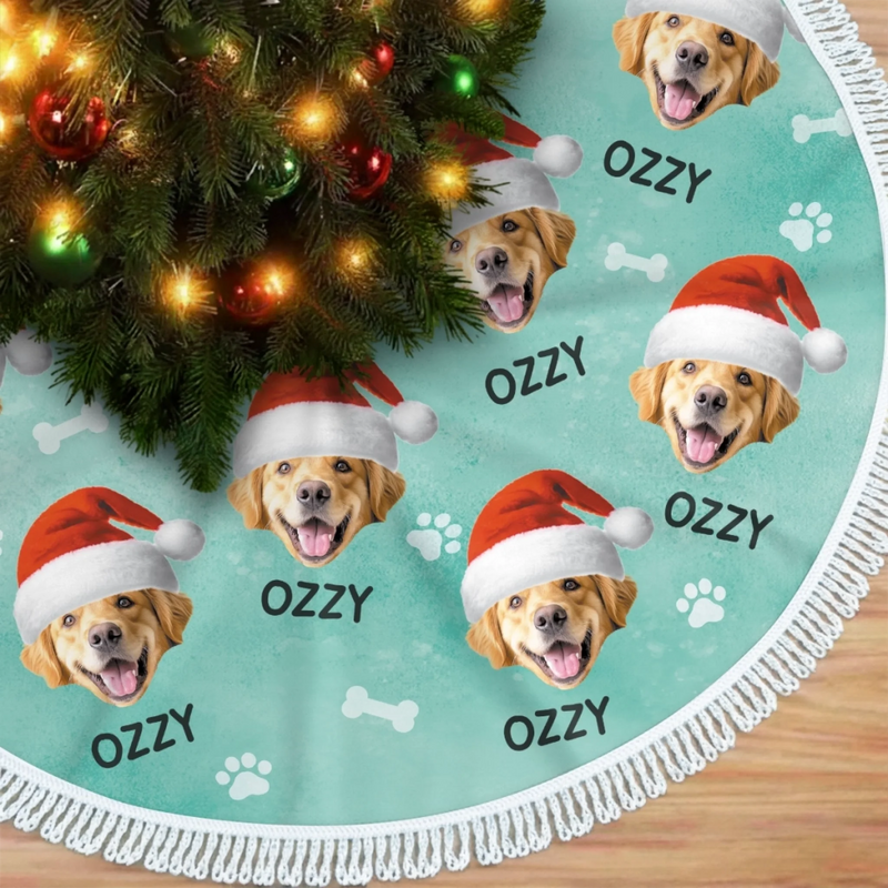 Custom Photo Nativity Scene Tree Skirt - Personalized Christmas Birthday Gifts For Dog Cat Lovers, Dog Dad And Mom, Cat Owners - Warm Wishes Within