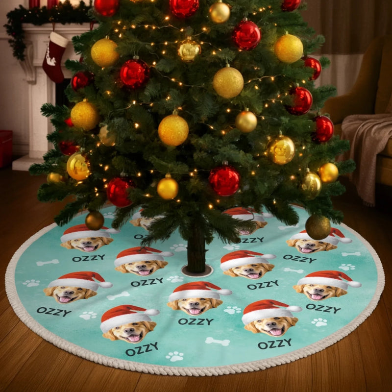 Custom Photo Nativity Scene Tree Skirt - Personalized Christmas Birthday Gifts For Dog Cat Lovers, Dog Dad And Mom, Cat Owners - Warm Wishes Within
