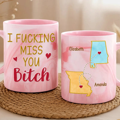 Custom 11oz Pink Marble Mug - Personalized Best Friend Birthday Gifts For Women, Besties, Sisters, BFF - Pretty Minds Pink Hearts