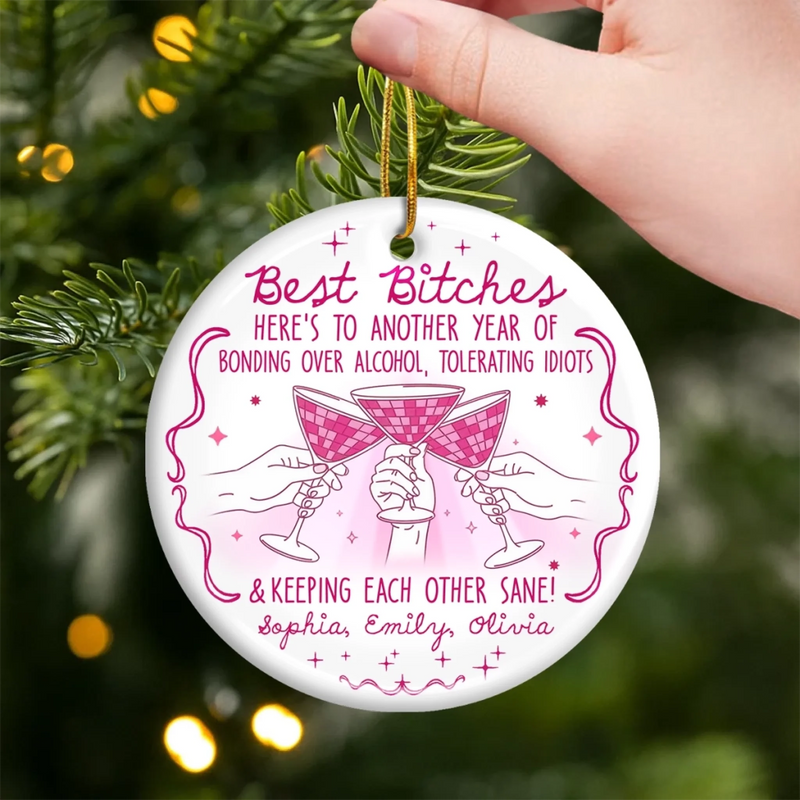 Custom Ceramic Ornament - Personalized Best Friend Christmas Birthday Gifts For Women, Besties, Sisters, BFF - Together We Spark Every Day
