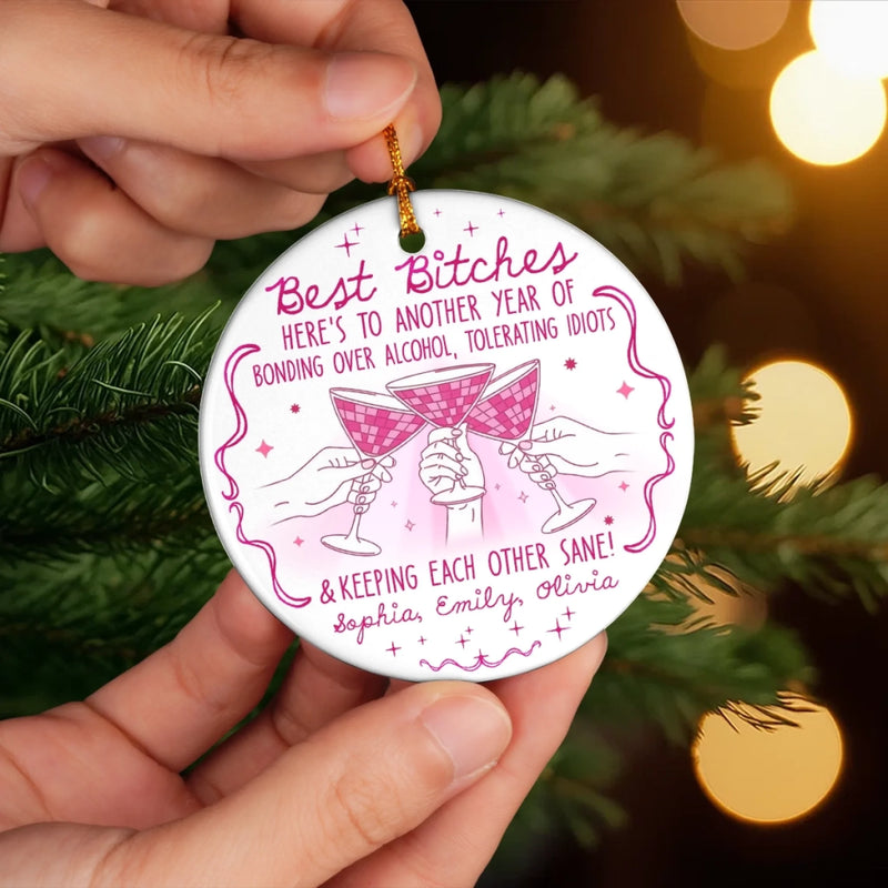 Custom Ceramic Ornament - Personalized Best Friend Christmas Birthday Gifts For Women, Besties, Sisters, BFF - Together We Spark Every Day