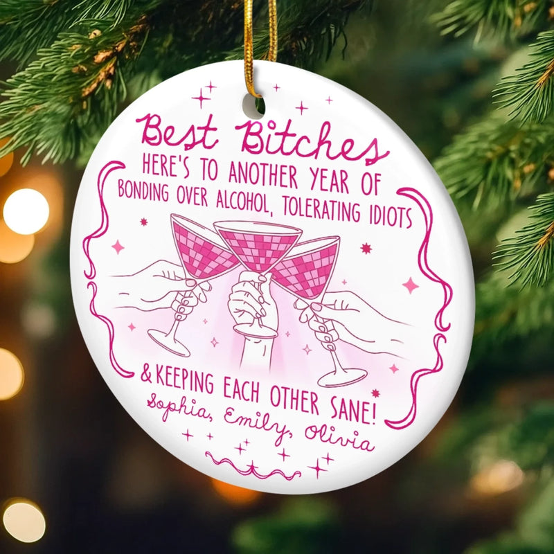 Custom Ceramic Ornament - Personalized Best Friend Christmas Birthday Gifts For Women, Besties, Sisters, BFF - Together We Spark Every Day