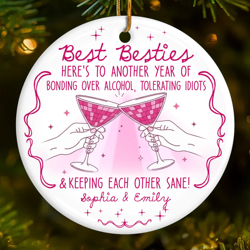 Custom Ceramic Ornament - Personalized Best Friend Christmas Birthday Gifts For Women, Besties, Sisters, BFF - Together We Spark Every Day