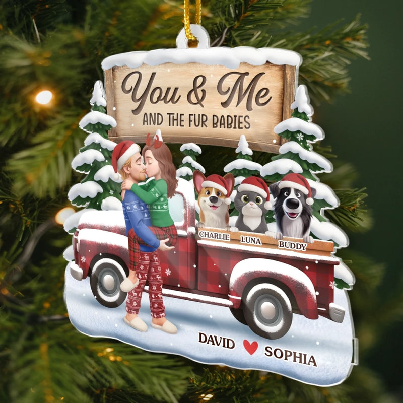 Custom Acrylic Ornament - Personalized Anniversary Christmas Wedding Gifts For Husband And Wife, Dog Cat Lovers - Just Two Humans And A Fur Army