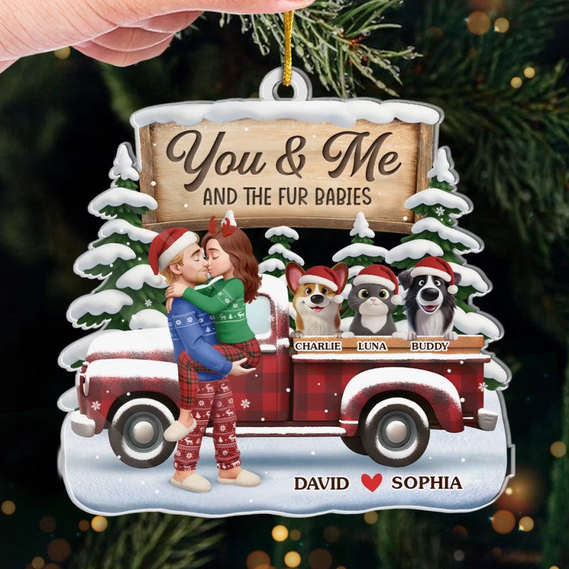 Custom Acrylic Ornament - Personalized Anniversary Christmas Wedding Gifts For Husband And Wife, Dog Cat Lovers - Just Two Humans And A Fur Army
