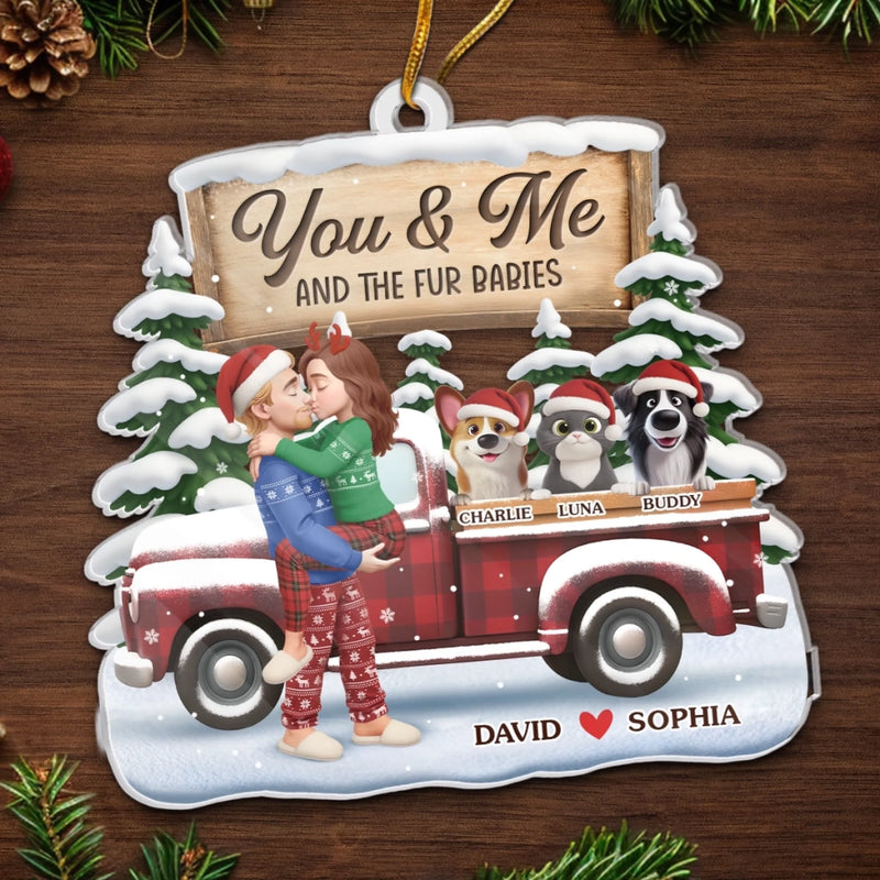 Custom Acrylic Ornament - Personalized Anniversary Christmas Wedding Gifts For Husband And Wife, Dog Cat Lovers - Just Two Humans And A Fur Army