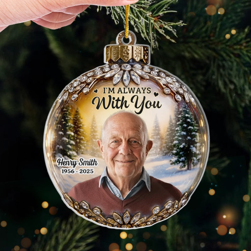 Custom Photo Acrylic Ornament - Personalized Christmas Memorial Sympathy Gifts For Loss Of Mom, Dad - In Every Sunset I Feel You