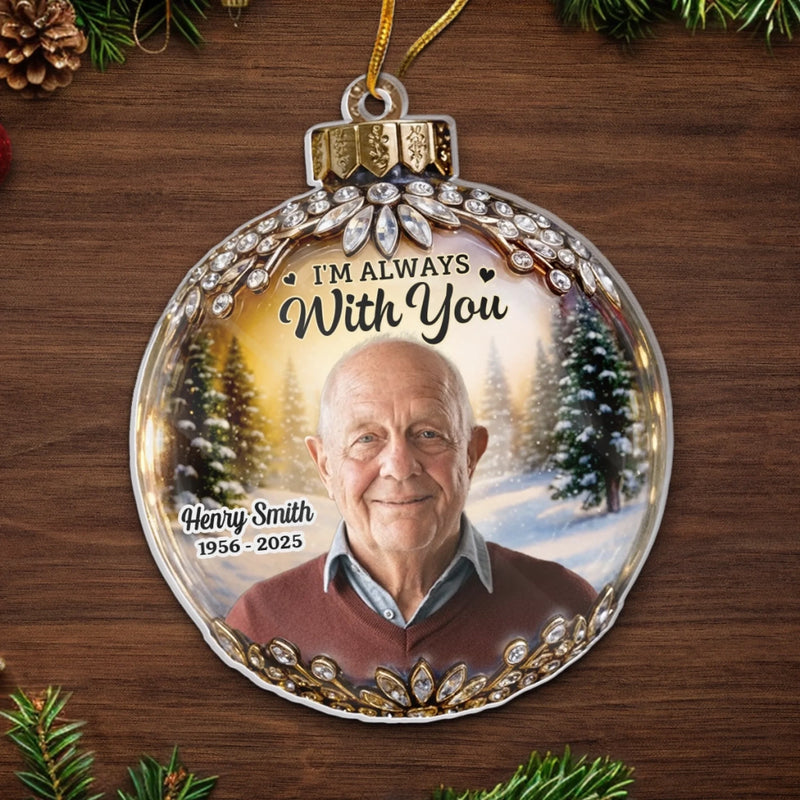 Custom Photo Acrylic Ornament - Personalized Christmas Memorial Sympathy Gifts For Loss Of Mom, Dad - In Every Sunset I Feel You