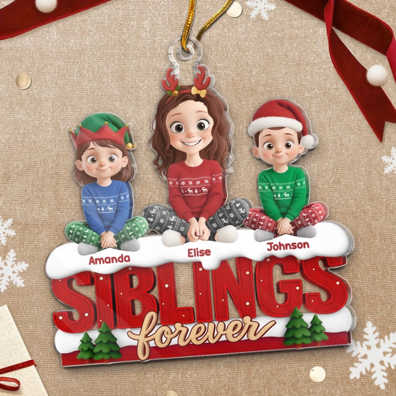 Custom Acrylic Ornament - Personalized Christmas Birthday Gifts For Brother, Sister - Together We Make Life Brighter