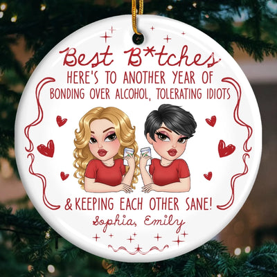 Custom Ceramic Ornament - Personalized Best Friend Christmas Birthday Gifts For Women, Besties, Sisters, BFF - Together Always Better