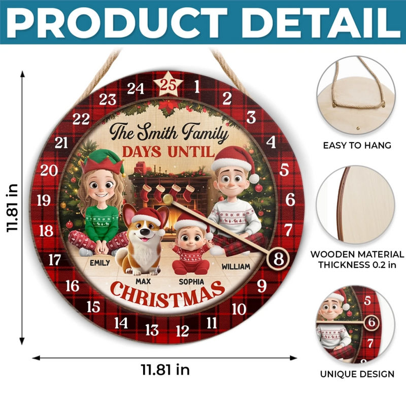 Custom Wooden Countdown Calendar - Personalized Christmas Birthday Gifts For Mom, Dad, Brother, Sister, Kids - Together We Celebrate The Magic