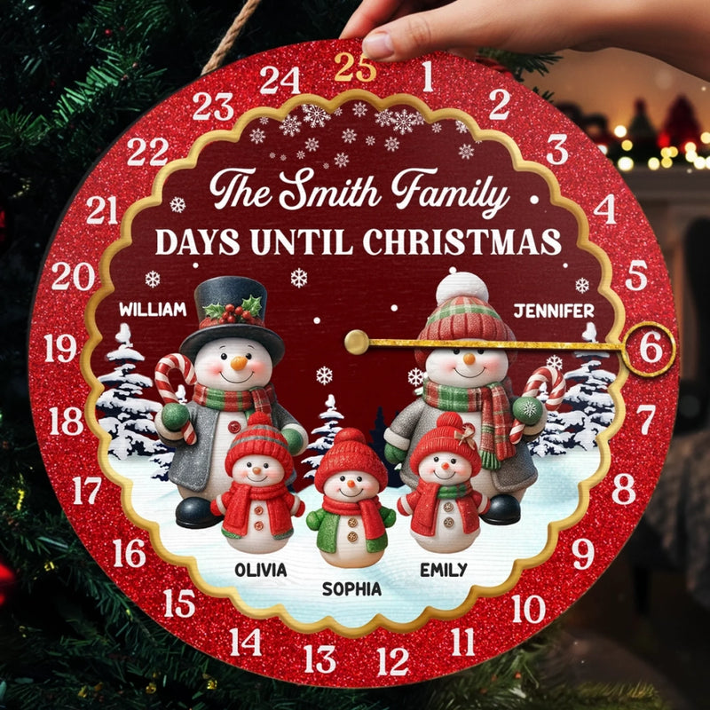 Custom Snowman Wooden Countdown Calendar - Personalized Christmas Birthday Gifts For Mom, Dad, Brother, Sister, Kids - Together We Grow In Joy