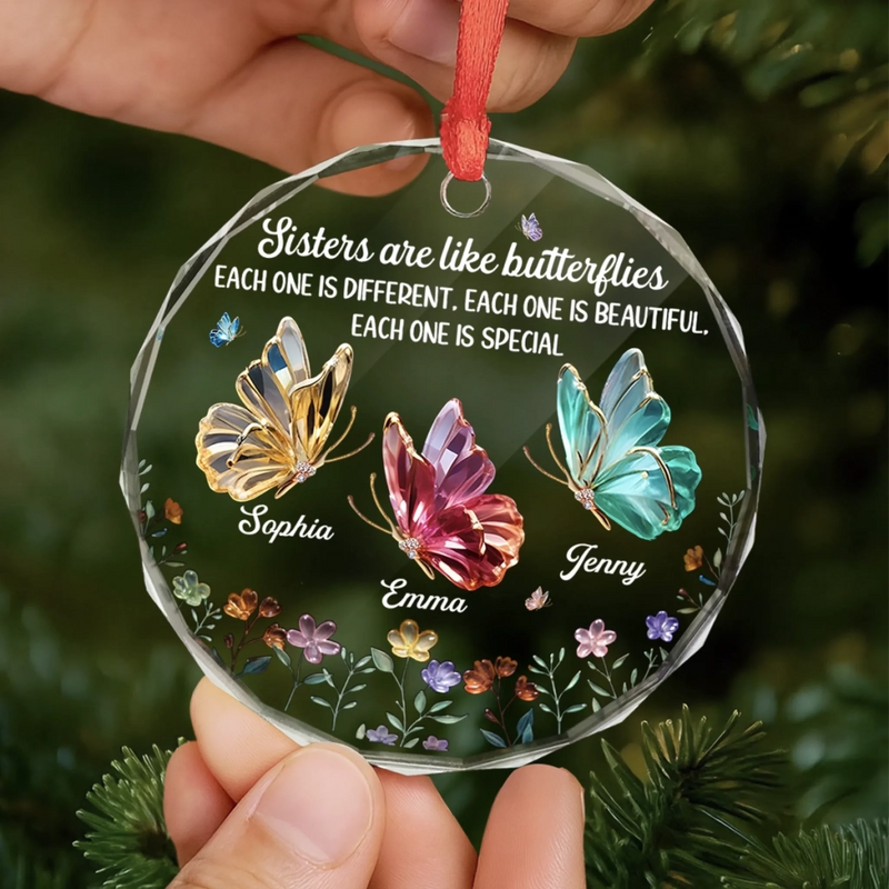 Custom Circle Glass Ornament - Personalized Best Friend Christmas Birthday Gifts For Women, Besties, Sisters, BFF - Forever Grateful For Our Friendship