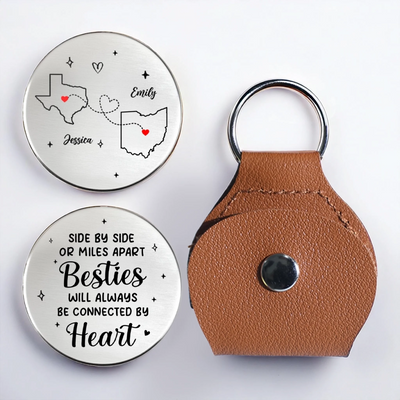 Custom Long Distance Pocket Hug - Personalized Best Friend Birthday Gifts For Women, Besties, Sisters, BFF - Miles Apart Still Connected By Heart