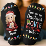 Custom Crew Socks - Personalized Christmas Birthday Gifts For Women, Men - Movie Time, Holiday Edition