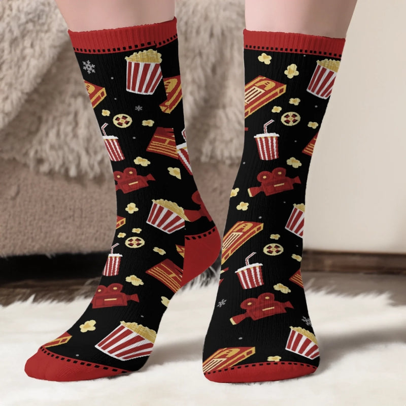 Custom Crew Socks - Personalized Christmas Birthday Gifts For Women, Men - Busy Falling In Love In A Hallmark Plot