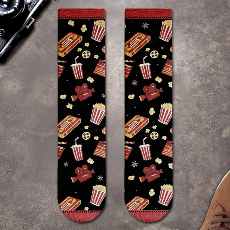 Custom Crew Socks - Personalized Christmas Birthday Gifts For Women, Men - Busy Falling In Love In A Hallmark Plot