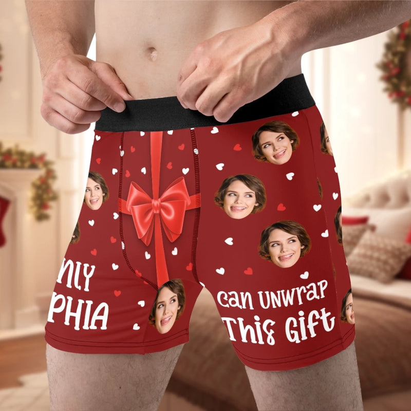 Custom Photo Boxer Briefs, Men's Boxers - Personalized Anniversary Christmas Wedding Gifts For Husband And Wife, Him And Her - Unwrap With Love