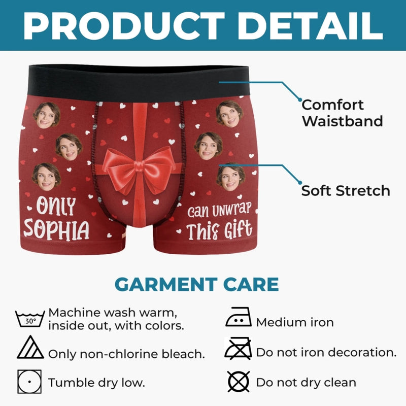 Custom Photo Boxer Briefs, Men's Boxers - Personalized Anniversary Christmas Wedding Gifts For Husband And Wife, Him And Her - Unwrap With Love