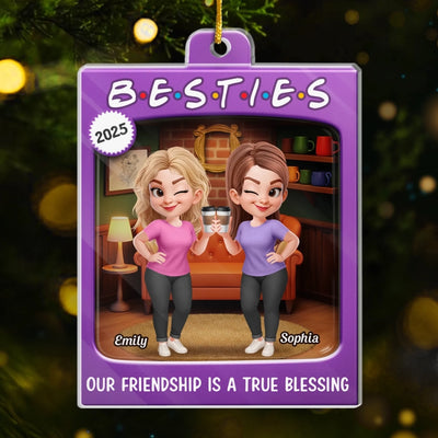 Custom Acrylic Ornament - Personalized Best Friend Christmas Birthday Gifts For Women, Besties, Sisters, BFF - Snowy Days Filled With Laughter
