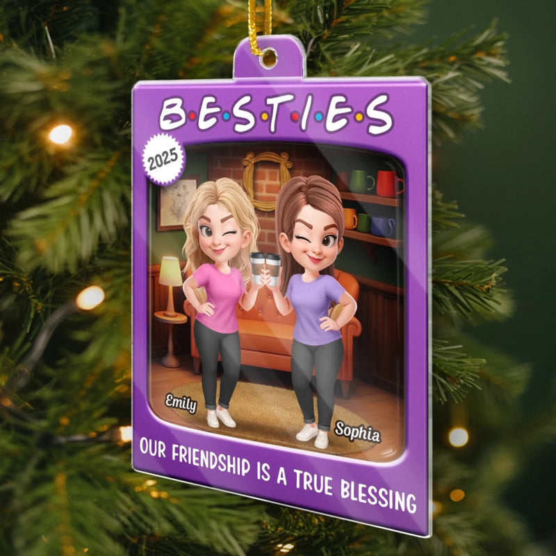 Custom Acrylic Ornament - Personalized Best Friend Christmas Birthday Gifts For Women, Besties, Sisters, BFF - Snowy Days Filled With Laughter