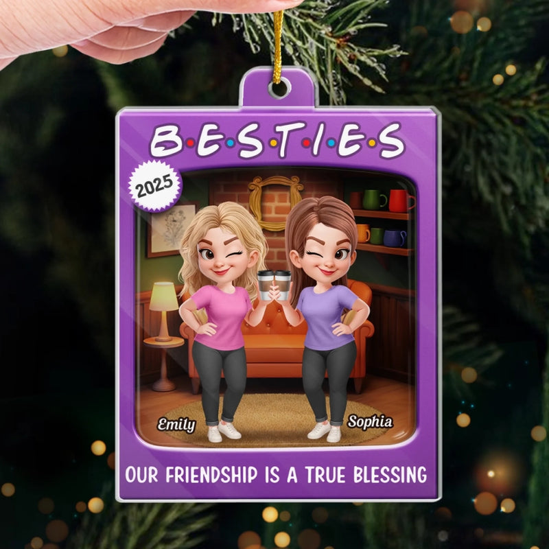 Custom Acrylic Ornament - Personalized Best Friend Christmas Birthday Gifts For Women, Besties, Sisters, BFF - Snowy Days Filled With Laughter