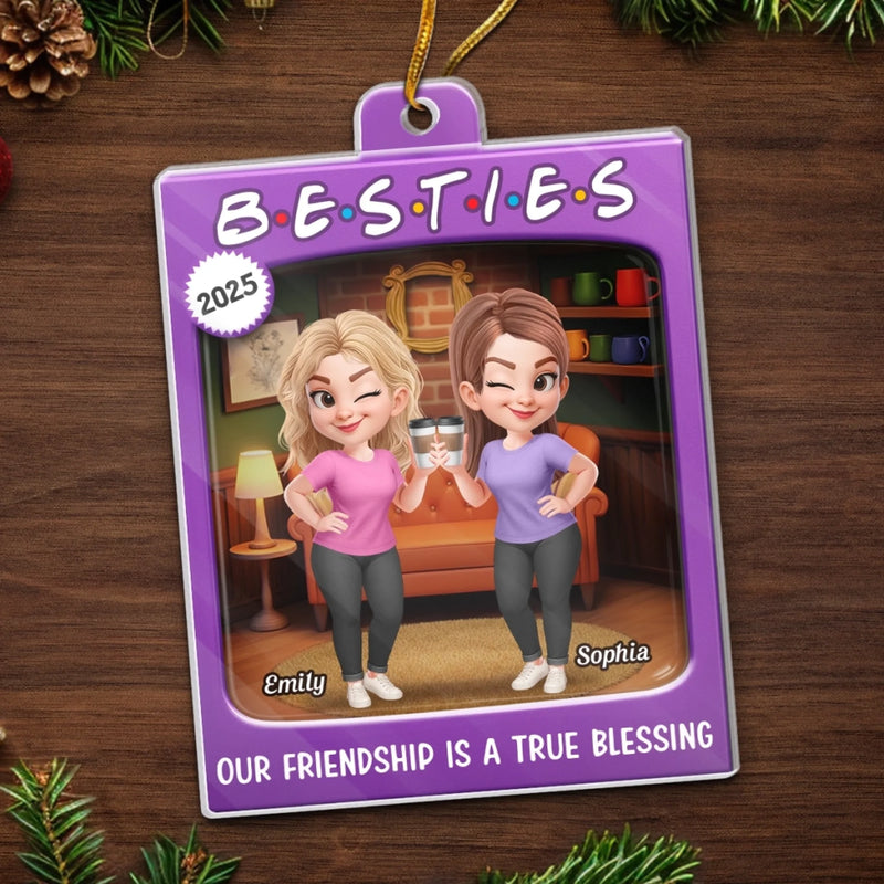 Custom Acrylic Ornament - Personalized Best Friend Christmas Birthday Gifts For Women, Besties, Sisters, BFF - Snowy Days Filled With Laughter
