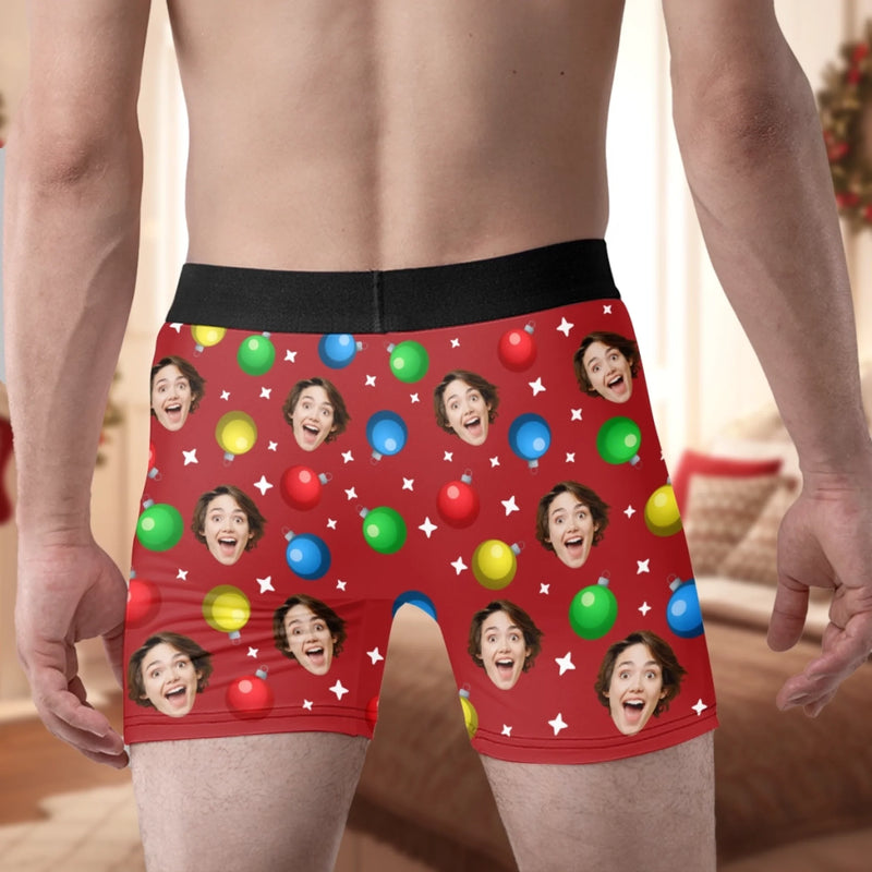 Custom Photo Boxer Briefs, Men's Boxers - Personalized Anniversary Christmas Wedding Gifts For Husband And Wife, Him And Her - Naughty List Approved